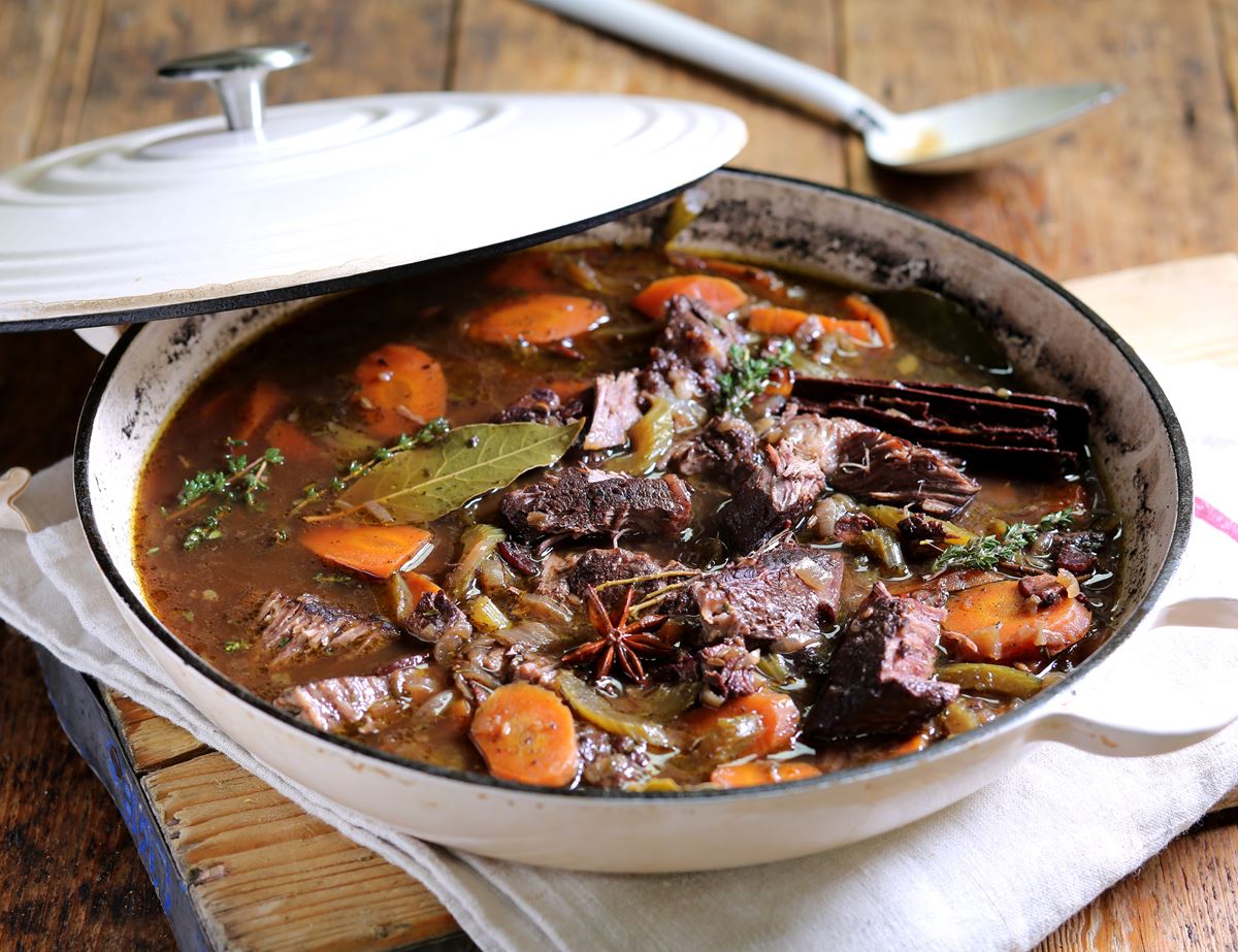 Braised Beef with Red Wine, Fennel & Cinnamon