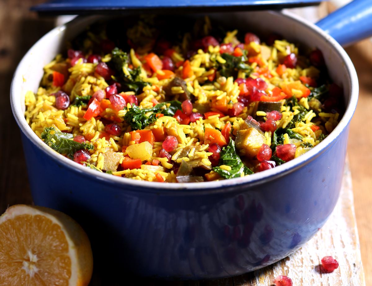 Pomegranate, Kale & Rice One Pot 