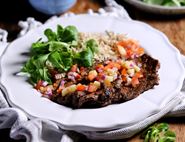 Jerk Spiced Minute Steaks with Pineapple Salsa