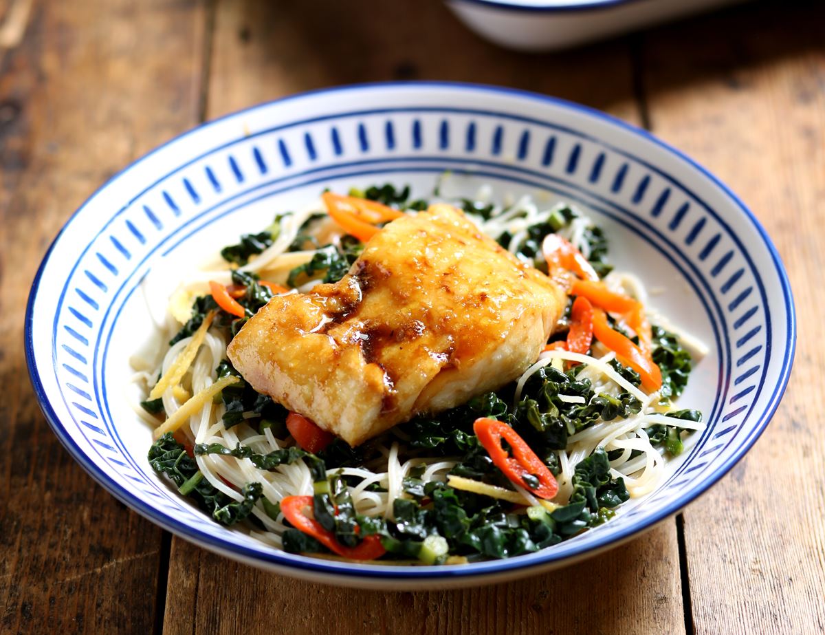 Honey Baked Cod & Steam Stirred Greens