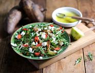 Roasted Yacon with Feta, Chilli & Lime
