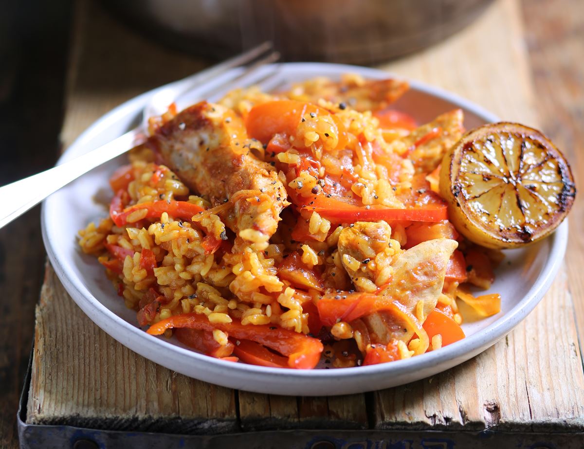 Golden Chicken with Spanish Rice & Caramelised Lemon