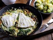 Creamy Spinach, Leek & Cheddar Grilled Haddock