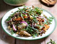 Warm Roasted Roots with Herby Lentil & Chickpea Salad