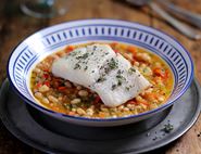 Grilled Hake with Haricot Bean Broth