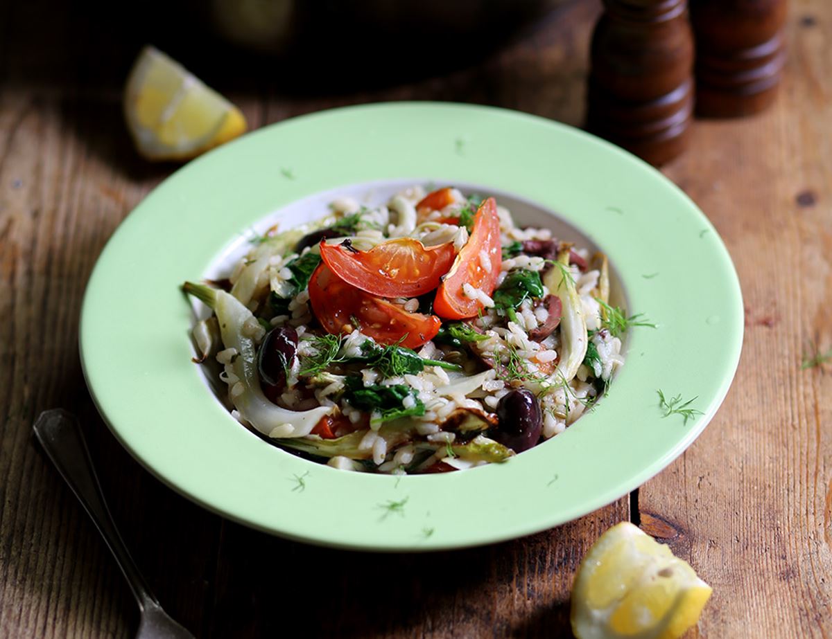 Roasted Fennel, Tomato & Black Olive Risotto