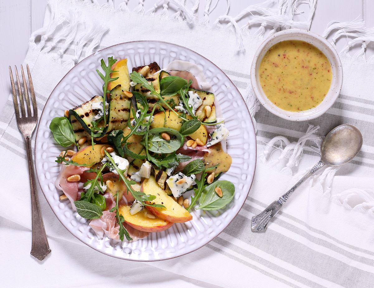 Fresh Peach, Herb & Roquefort Salad