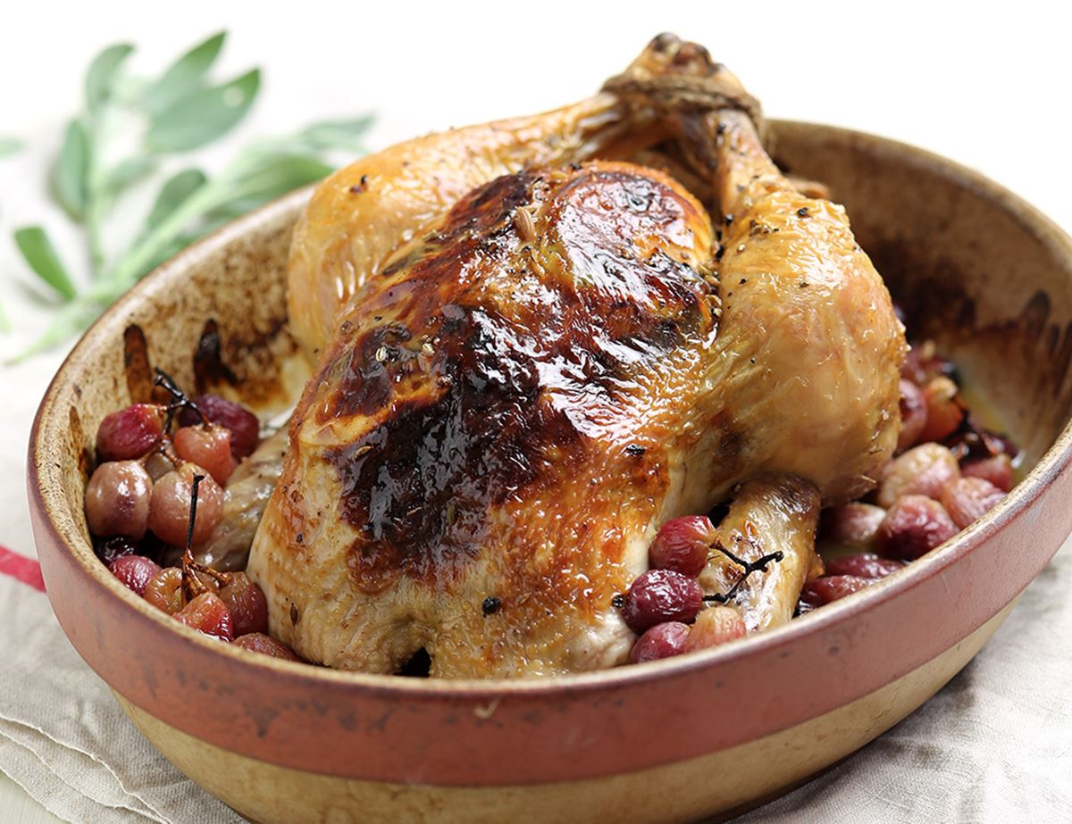Roast Chicken with Grapes & Fennel