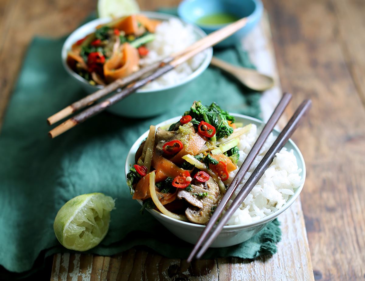 Speedy Japanese Miso Stir Fry & Sticky Rice