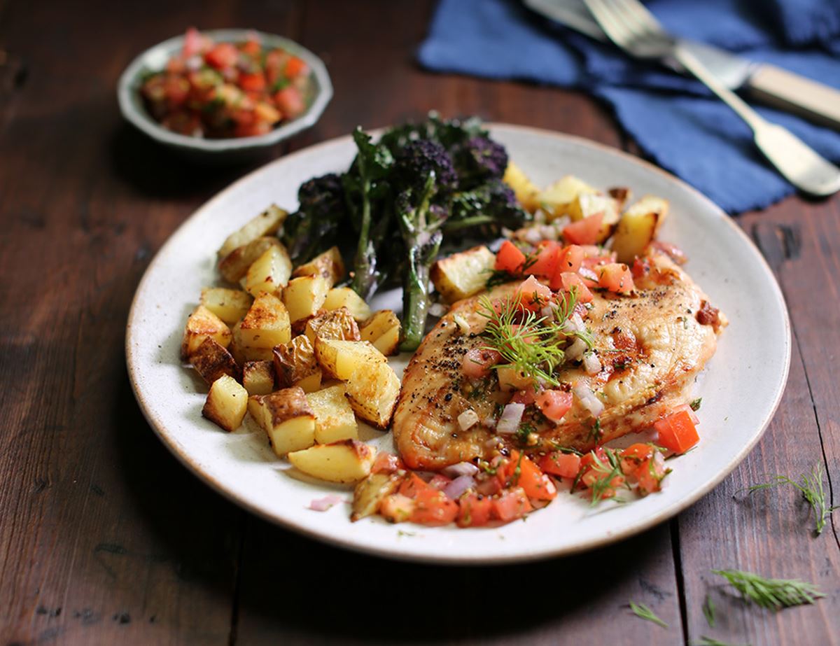 Roast Chicken with Dill & Tomato Salsa