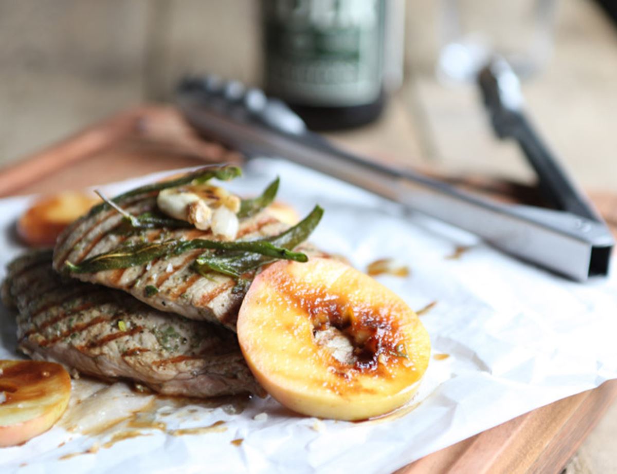 Honey Pork Escalopes with Grilled Apples