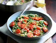 Creamy Leek, Kale & Roast Tomato Orzotto