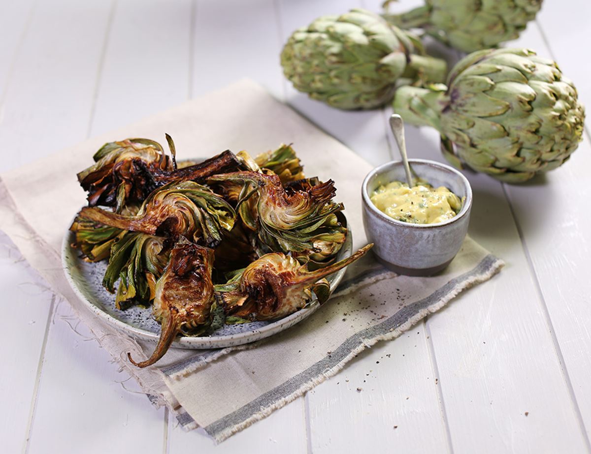 Roman Fried Globe Artichokes with Basil Aioli 