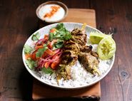 Lamb Boti Kebabs with Quick Lime Pickles & Rice