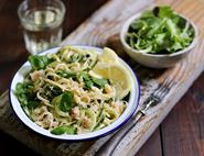 Spaghetti with Creamy Crab & Watercress Sauce