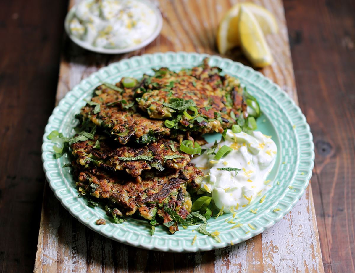 Wild Garlic, Spring Greens & Lentil Fritters