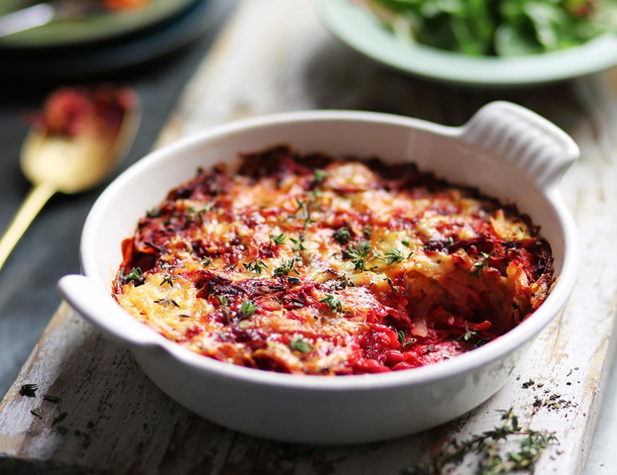 Rainbow Veg, Herb & Cheddar Gratin