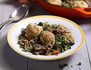 Slow Cooked Lamb & Barley Stew with Horseradish Dumplings