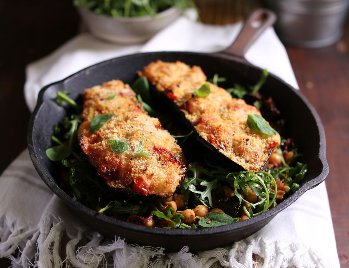 Cheesy Aubergine, Mozzarella & Tomato Melts