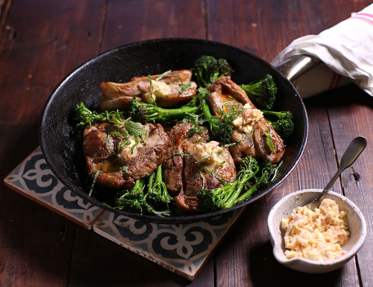 Smoky Lamb Shoulder Chops with Pickled Shallot Butter