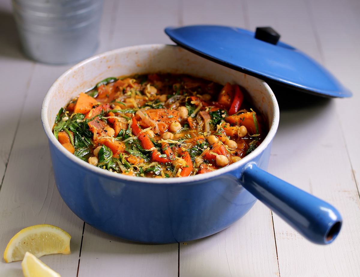 Cajun Spiced Sweet Potato, Pepper & Chickpea Stew