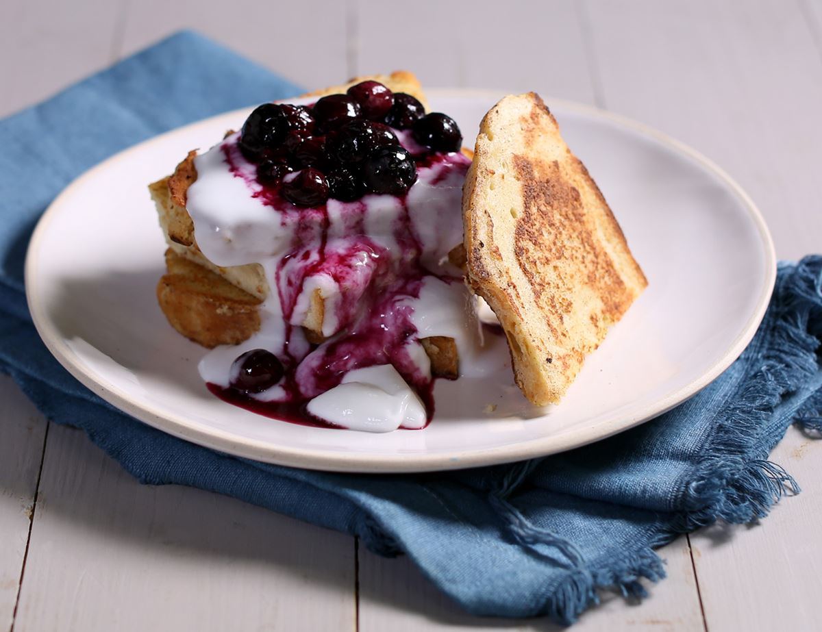 Vegan French Toast with Blueberry Sauce