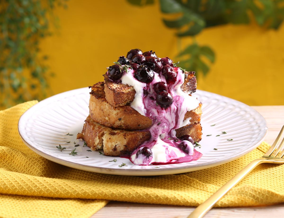 Vegan French Toast with Blueberry Sauce