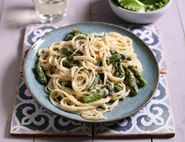 Spaghetti with Asparagus, Mascarpone & Lemon Sauce