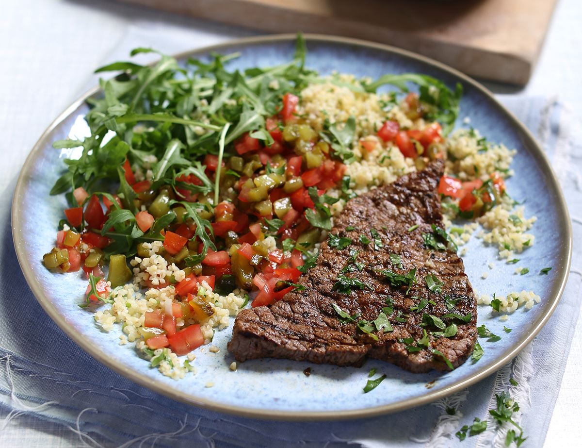 Cajun Spiced Minute Steaks with Charred Pepper Salsa