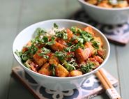 Crispy Golden Tofu with Tangy Tomato Sauce