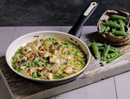 Chicken Braised with Garden Peas & Crème Fraîche