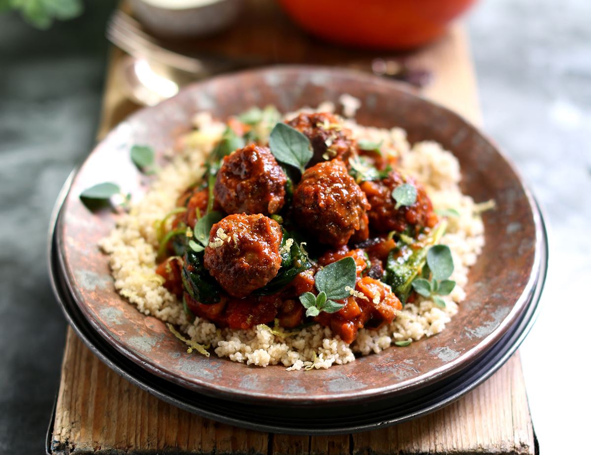 Lamb Meatballs with Smoky Tomato Sauce & Couscous