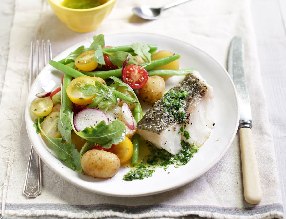 Roast Cod with Parsley Butter & Lemony New Potatoes