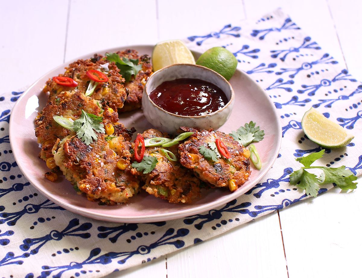 Crab, Corn & Coconut Fritters with Chilli Jam