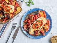 Oven Baked Haddock with Baby Potatoes, Tomatoes & Capers