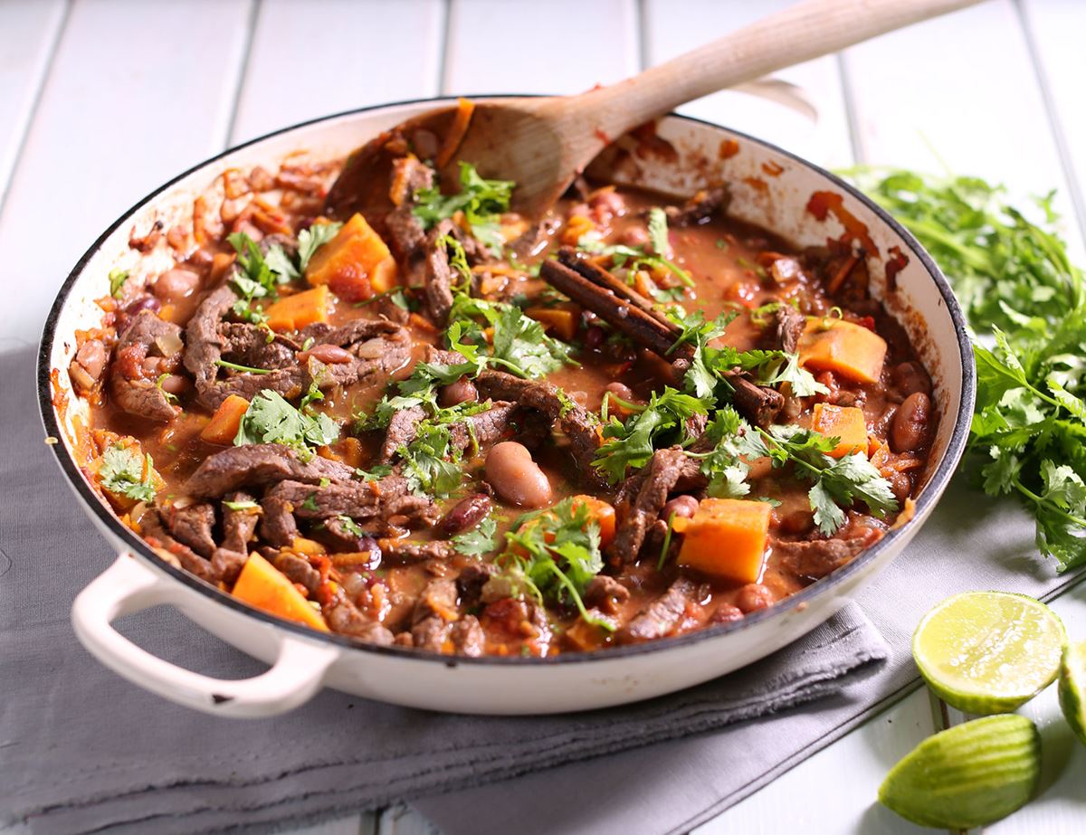 Lime & Sweet Potato Beef Chilli with Cacao