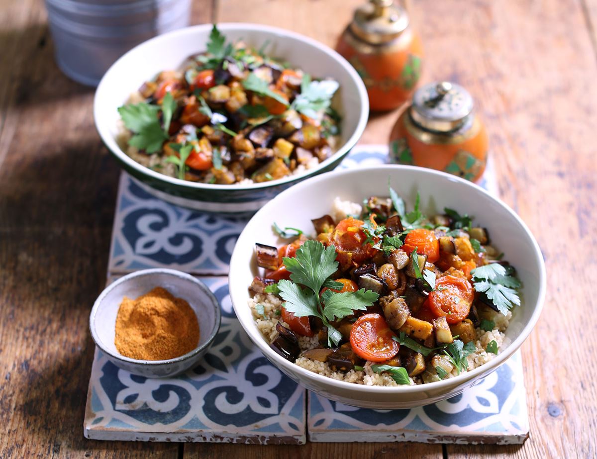 Saffron, Aubergine & Tomato Couscous