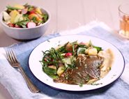 Grilled Plaice with Sea Vegetables & New Potatoes