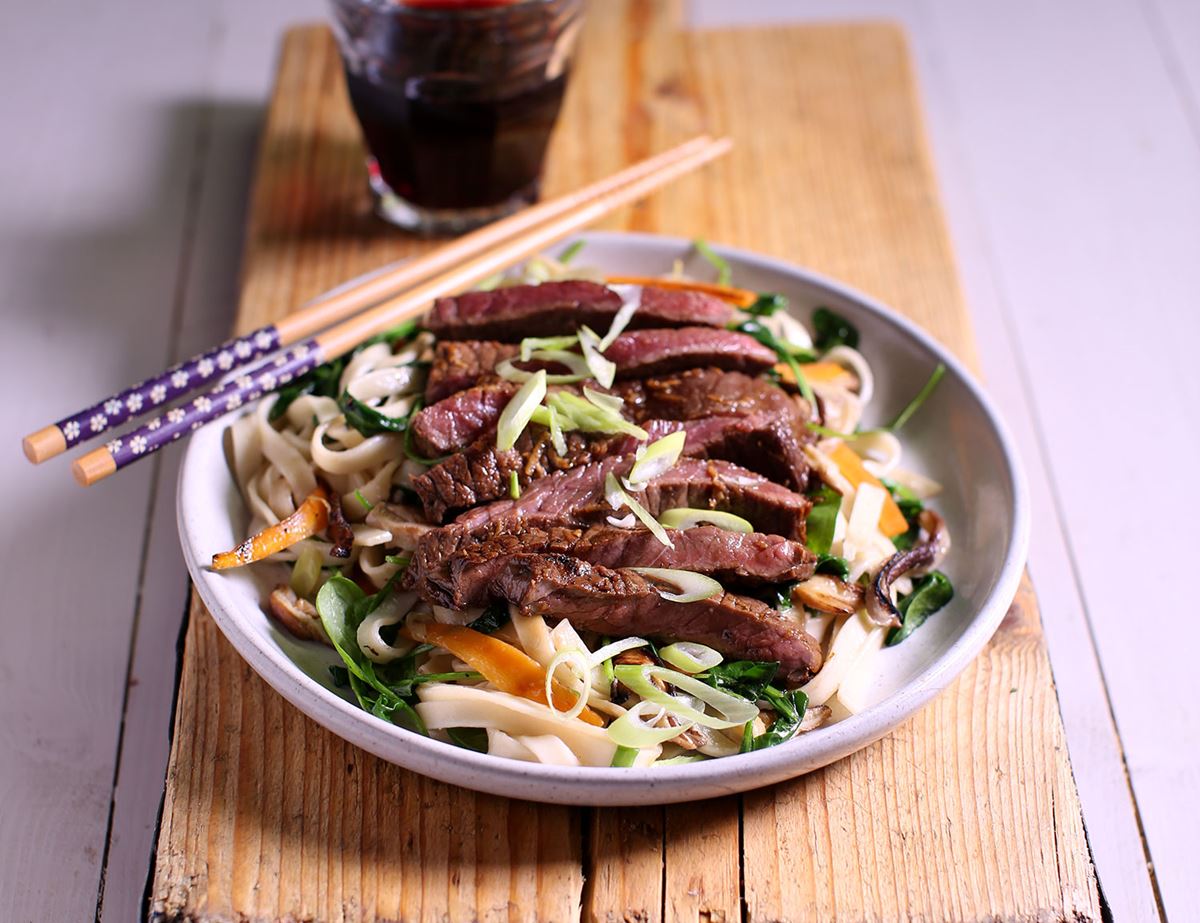 Quick Minute Steak & Shiitake Noodles