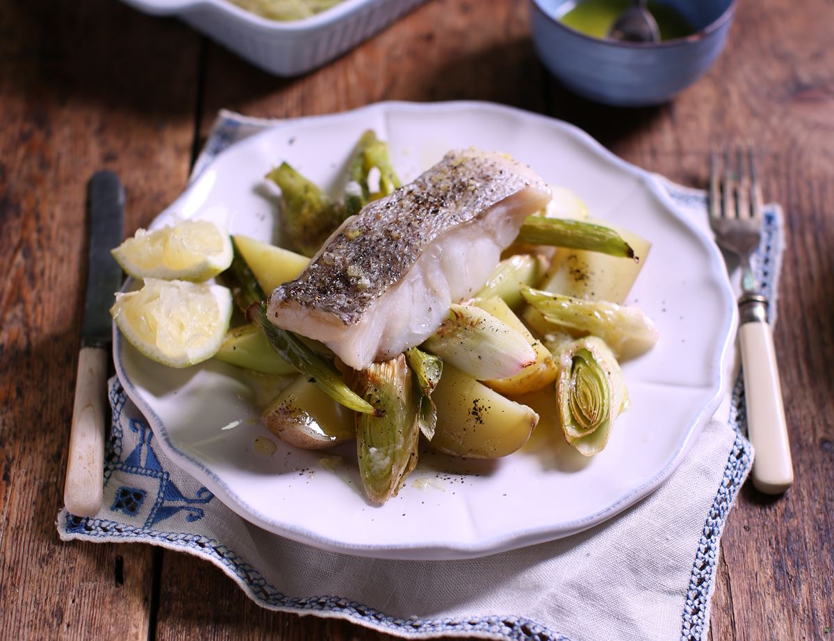 Roast Pollack with Caramelised Leeks & Potatoes