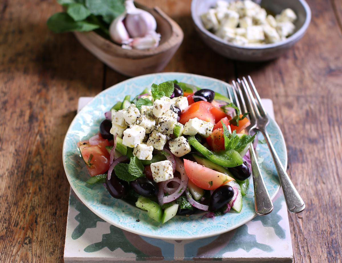 Greek Salad with Marinated Feta