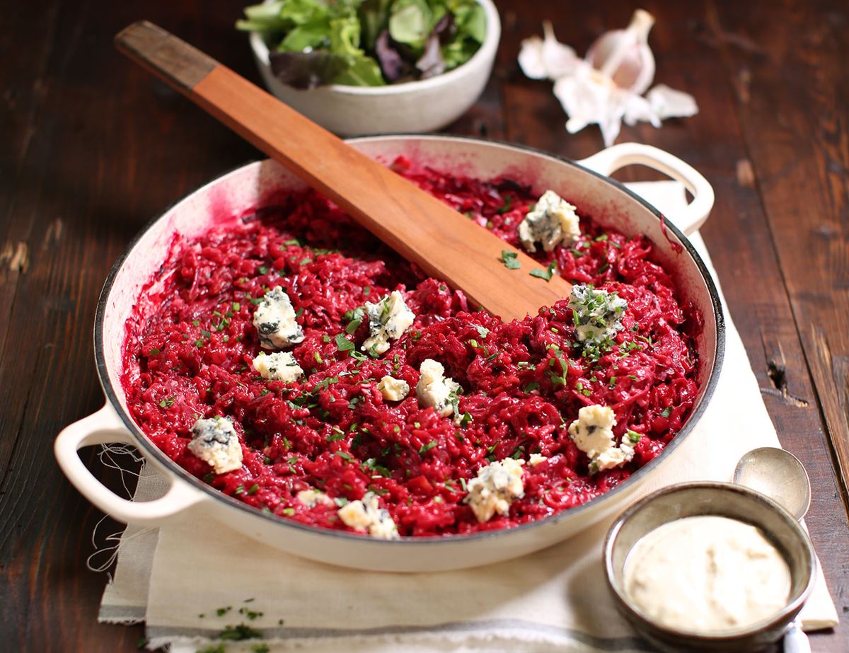 Oven Baked Beetroot Perl Las Cheese Risotto Recipe Abel Cole