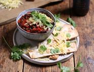 Black Bean Chilli with Baked Tortillas