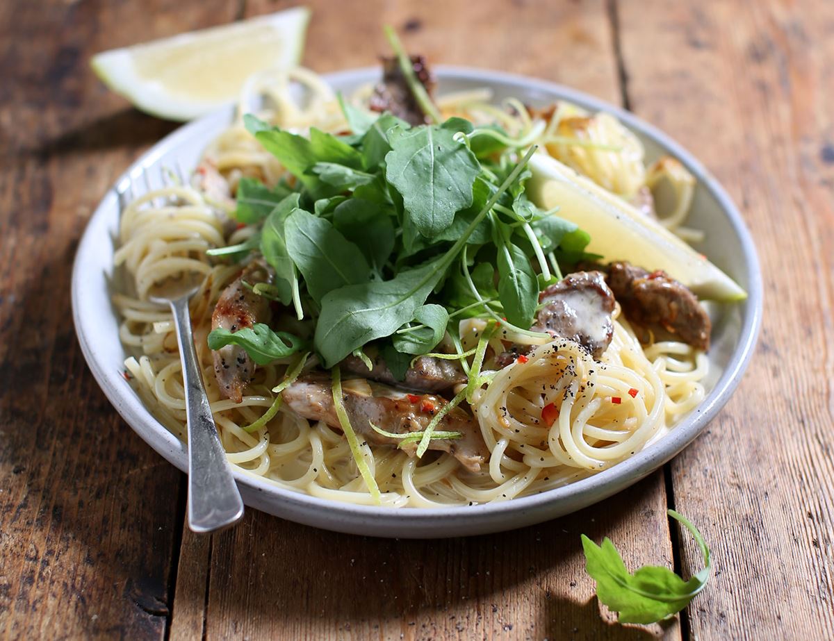 Creamy Pork & Lemon Spaghetti