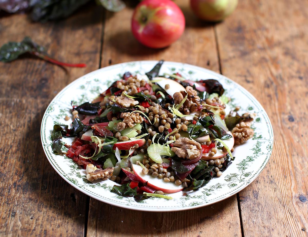 Rainbow Chard, Apple & Walnut Salad