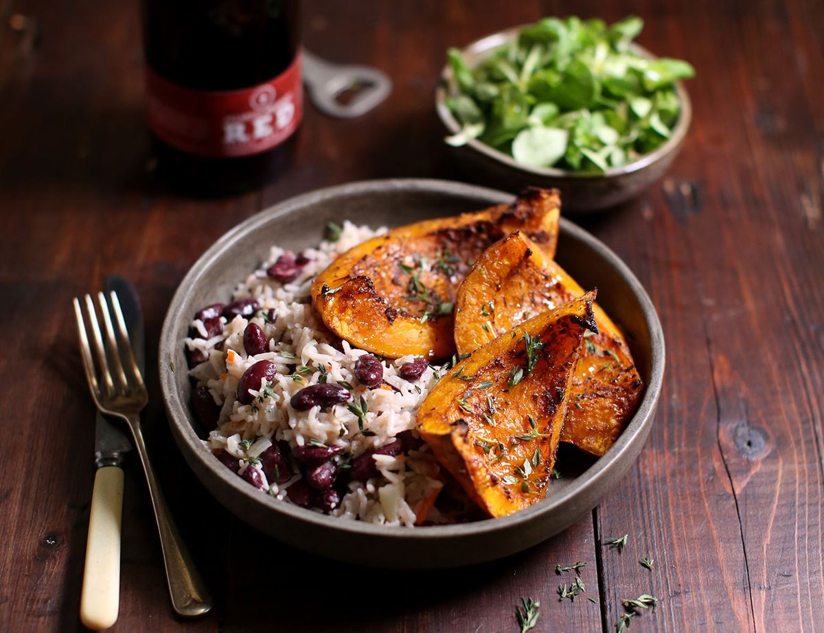 Jerk Spiced Squash with Rice & Peas