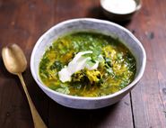 Persian Herb & Golden Beet Broth with Salted Yogurt