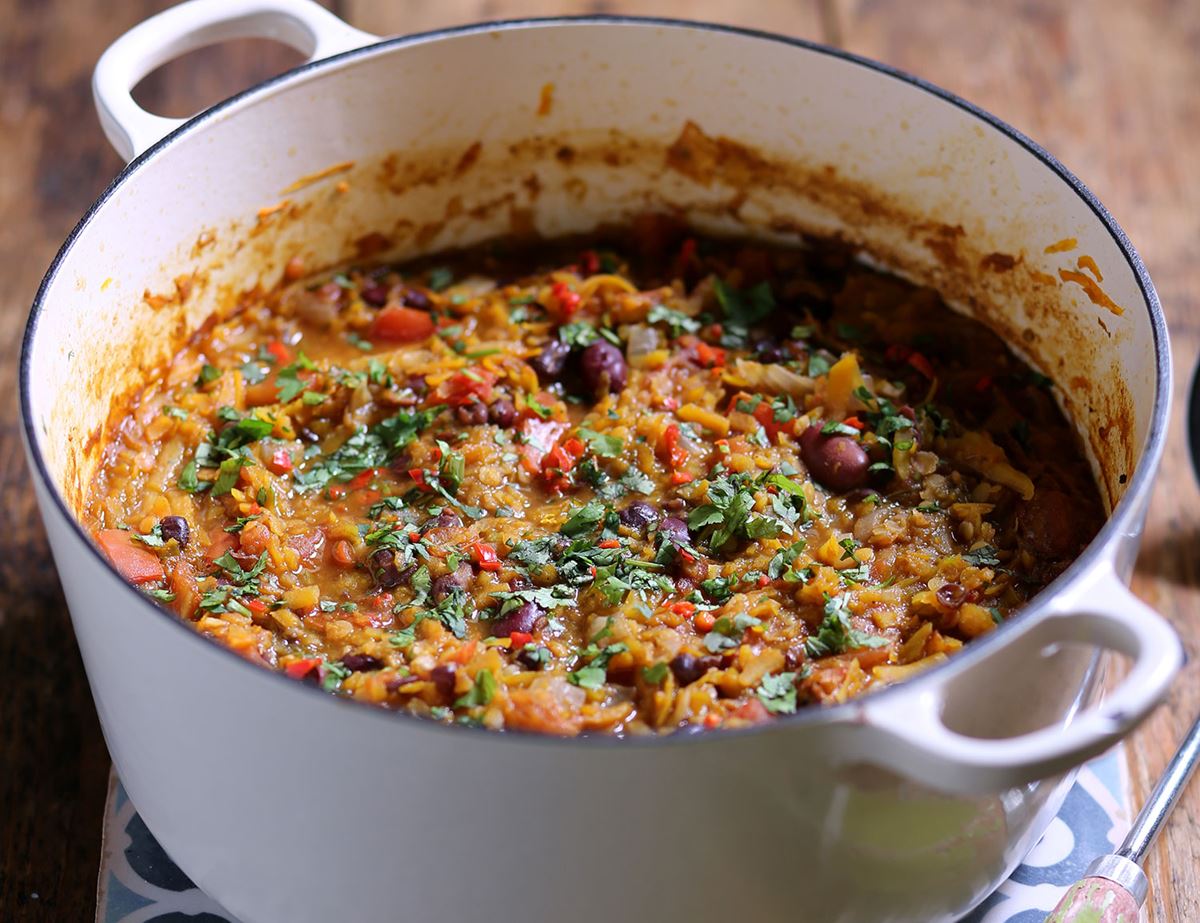 Smoky Squash, Lentil & Bean Hot Pot