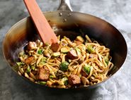 Tofu, Brussels Sprouts & Udon Noodle Stir-Fry