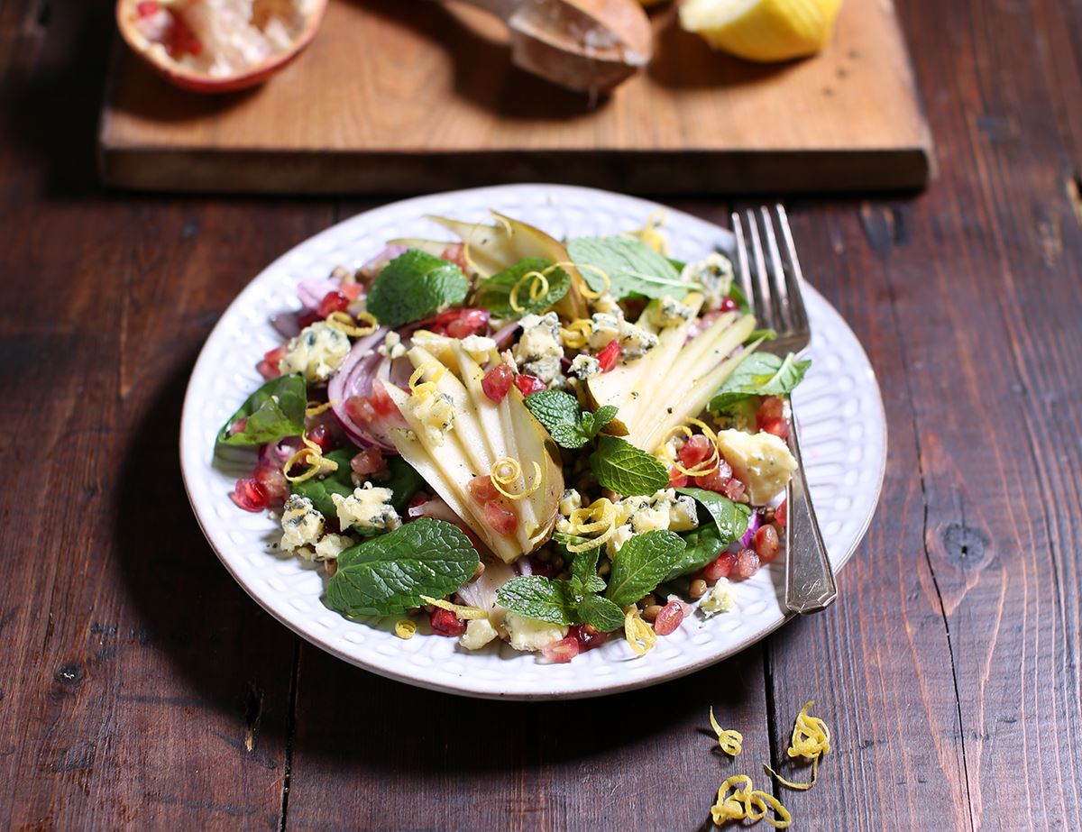 Pear, Pomegranate & Blue Cheese Salad